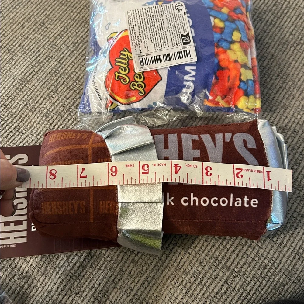 Hershey's plush squeaky dog toy and Jelly Beans Plush dog toy NEW